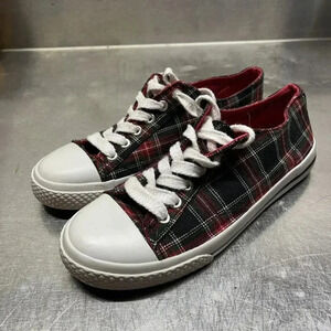 Airwalk Womens Plaid‎ Lace Up Canvas Shoes Size 7 Christmas Plaid